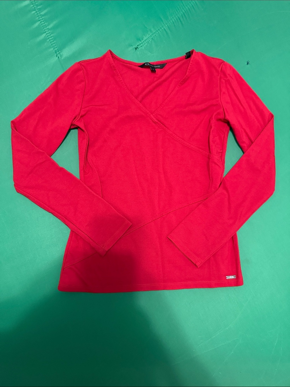 Armani Exchange Women's Long-Sleeve V-Neck Wrap Top - Red
